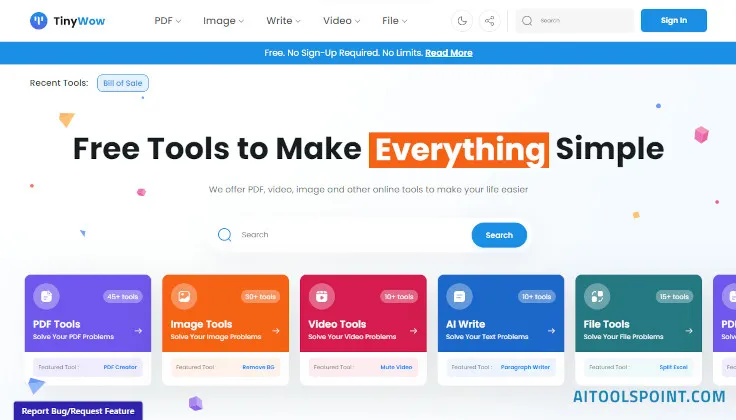 TinyWow.com Free Online Ai Tools Website